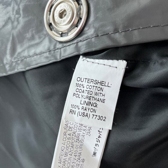 Zara Short Water Repellent Trench Coat Collarless Cropped Front Pockets - Picture 14 of 16